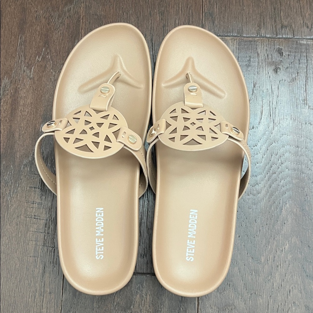 Steve Madden Beige Slip-On Sandals